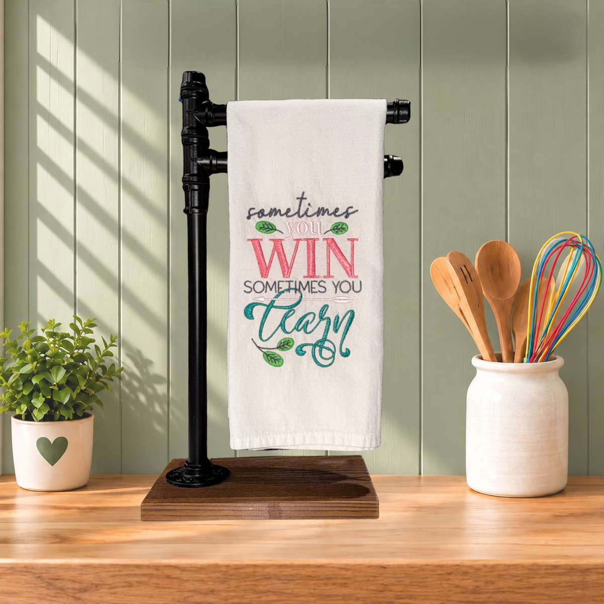 Inspirational Flour Sack Kitchen Towels | Embroidered Sayings