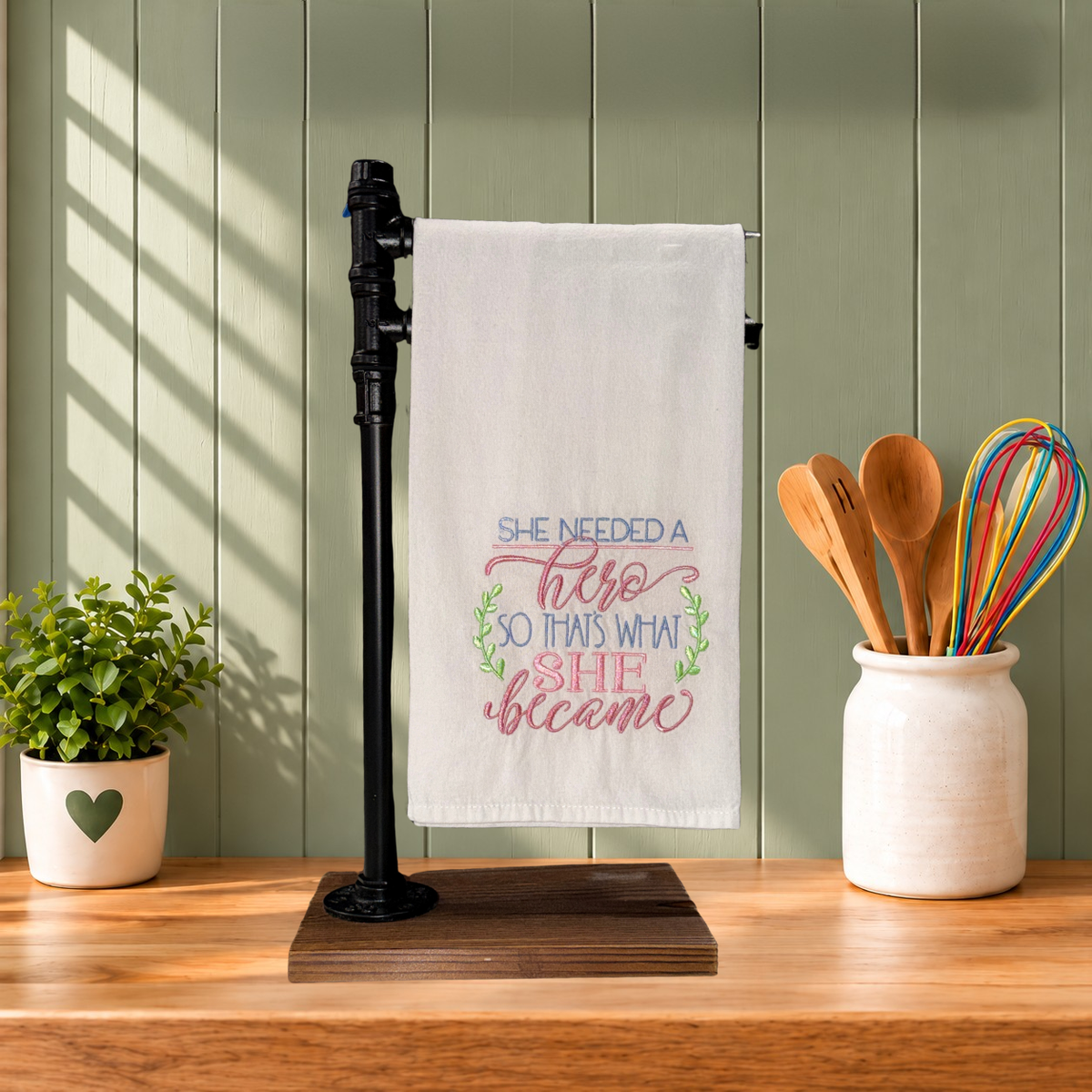 Inspirational Flour Sack Kitchen Towels | Embroidered Sayings
