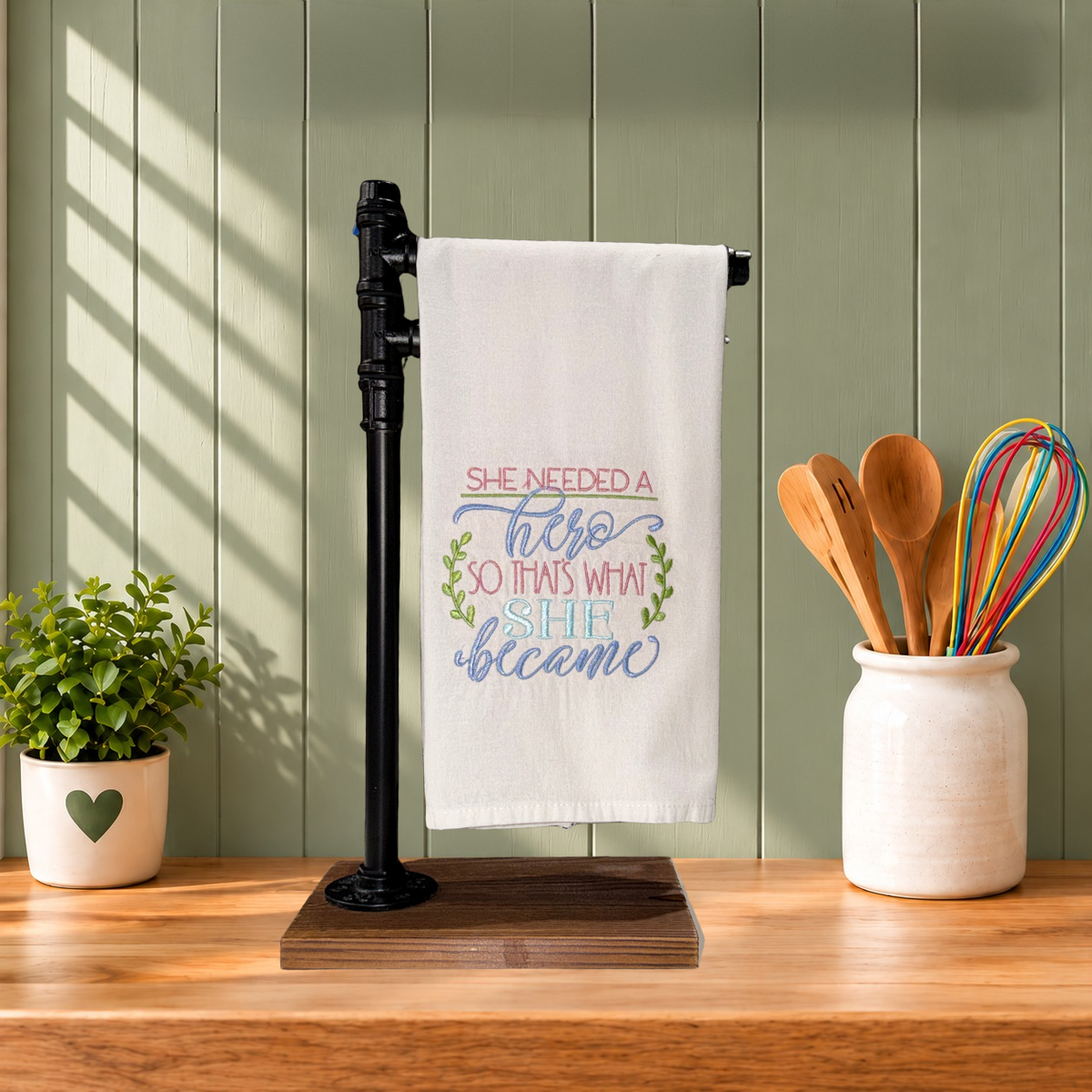 Inspirational Flour Sack Kitchen Towels | Embroidered Sayings