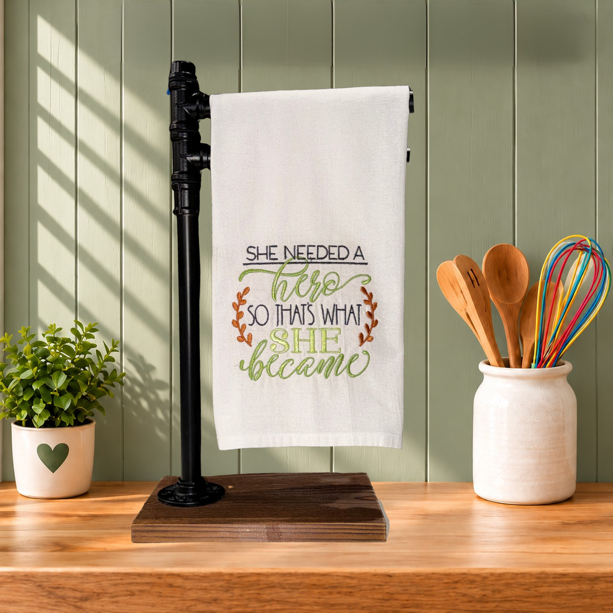 Inspirational Flour Sack Kitchen Towels | Embroidered Sayings