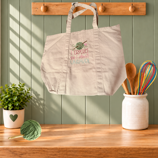 I Crochet So I Don't Unravel - Canvas Tote