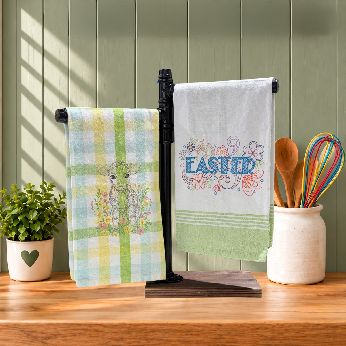 Easter Kitchen Towels | Embroidered Spring Designs