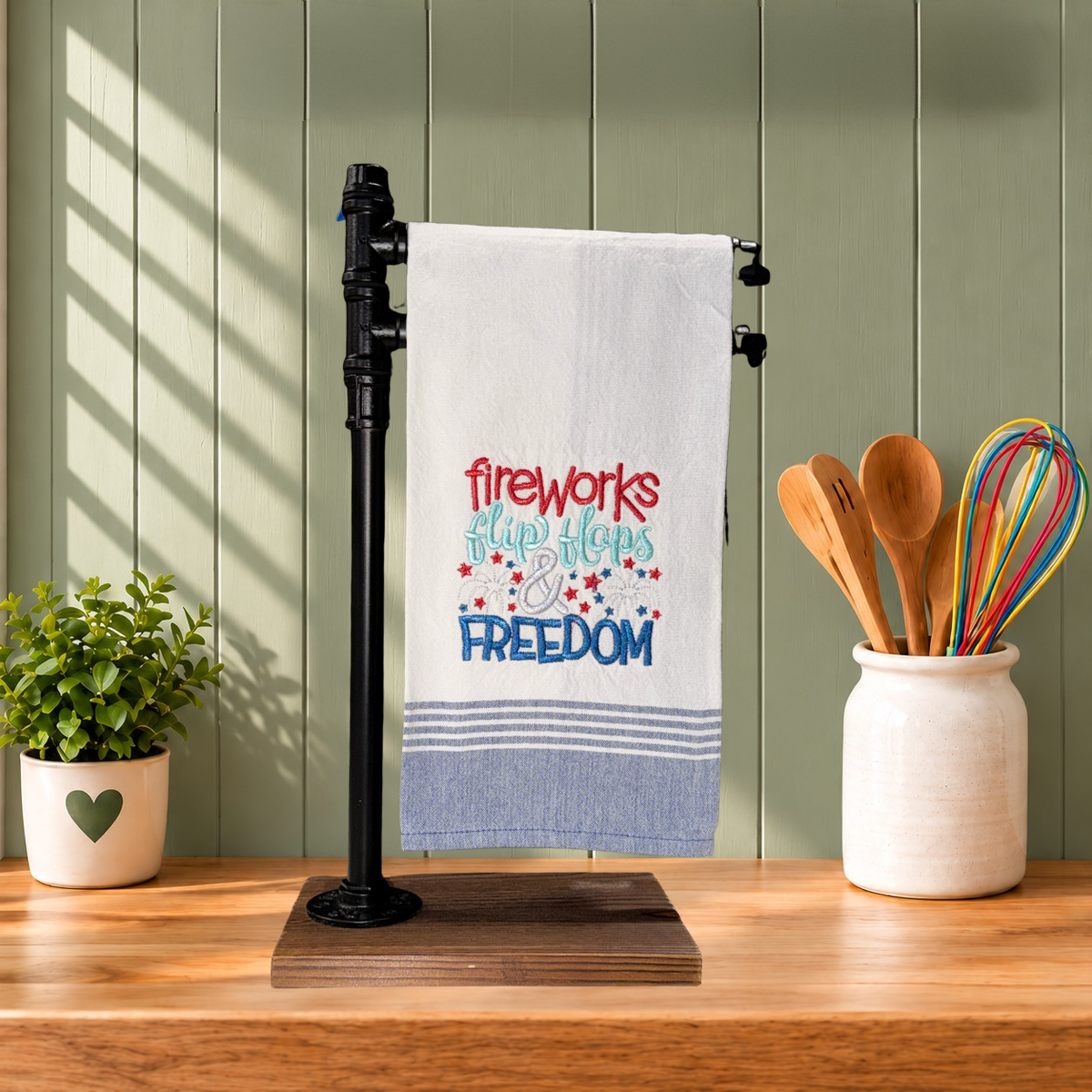 Patriotic Kitchen Towels | Fun Embroidered 4th of July Designs