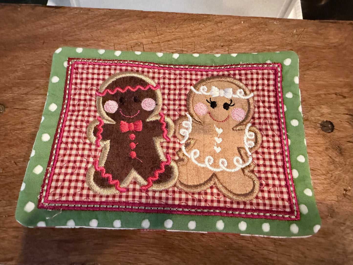 Gingerbread Twins - Christmas Quilted Mug Rug