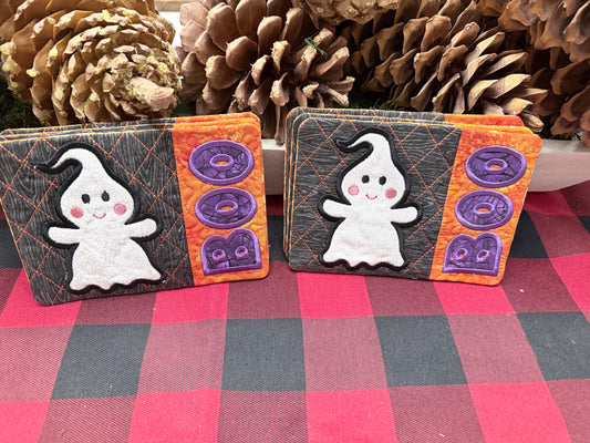 Halloween - Ghost Boo - Quilted Mug Rugs