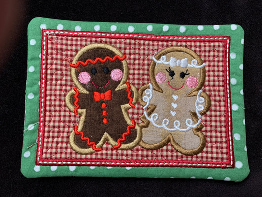 Gingerbread Twins - Christmas Quilted Mug Rug