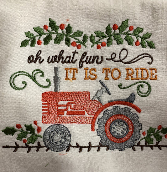 Tractor Holiday Scene Embroidered Aprons