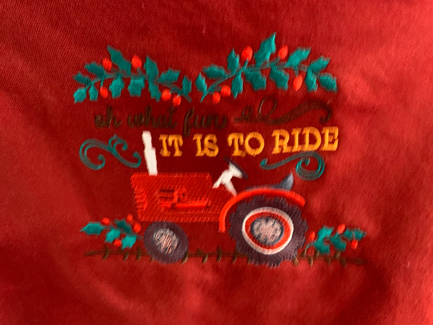 Tractor Holiday Scene Embroidered Towels