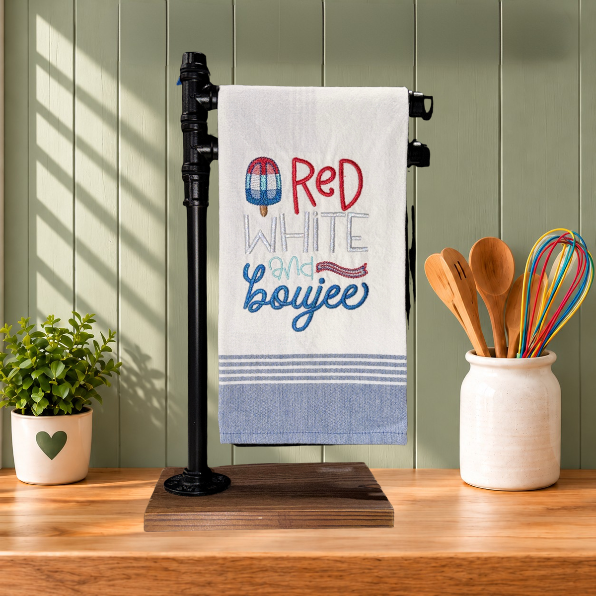 Patriotic Kitchen Towels | Fun Embroidered 4th of July Designs