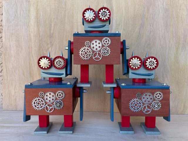 Cape Beacon - StashBot Square – Handmade Robot Keepsake Box with Hidden Compartment