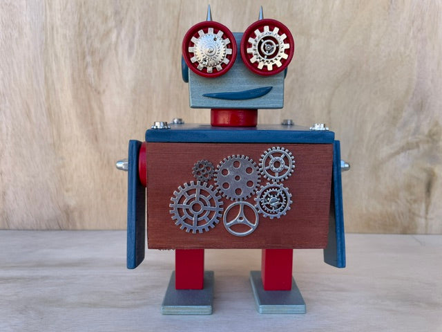 Cape Beacon - StashBot Square – Handmade Robot Keepsake Box with Hidden Compartment