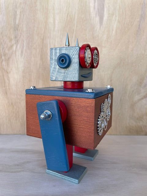 Cape Beacon - StashBot Square – Handmade Robot Keepsake Box with Hidden Compartment